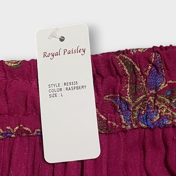 Royal Paisley Pink Floral Sequins Maxi Skirt Large Boho Gypsy Hippie Flowy NWT - Picture 9 of 12